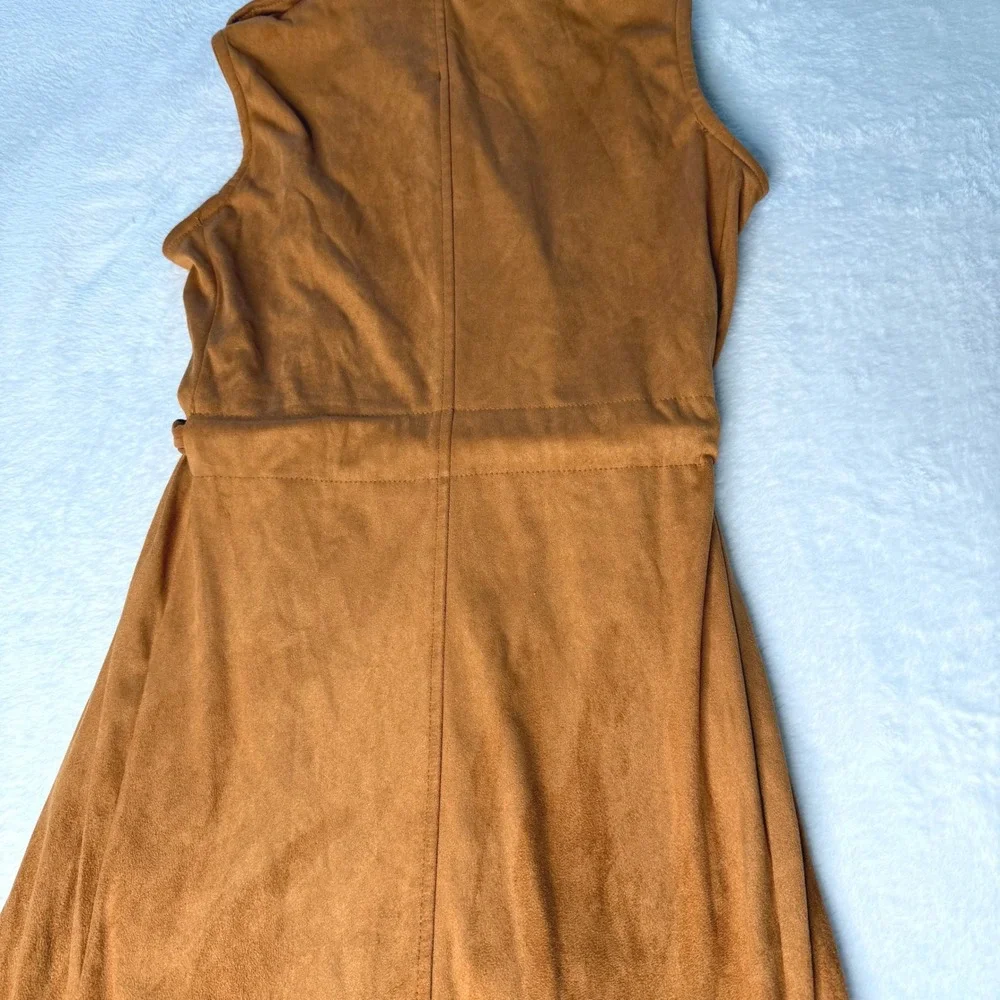 Kendall + Kylie Faux Suede Sleeveless Trench Dress XS Belted Brown‎ NEW